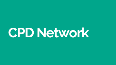Green background with white writing: CPD Network