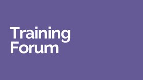Purple background with white font: Training Forum